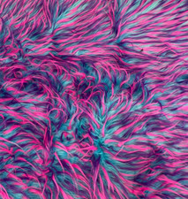 Spike Faux fur pink purple on blue Upholstery Fabric by the yard