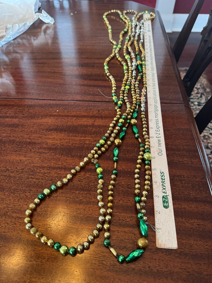 Vtg-Antique Mercury Glass Bead 5/8-"Tree Garland Multi Color & Shapes 18ft&3in. - Image 2 of 4