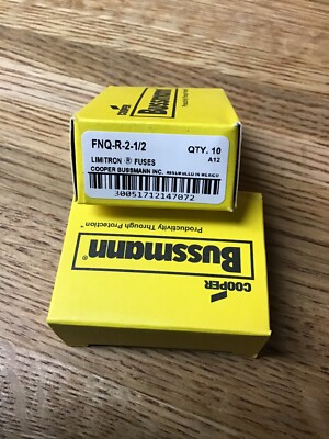 Lot De 10 Fusibles Bussmann FNQ-R-2 1/2 - Classe CC, 2.5A, 600V, Pour Protection électrique Industrielle