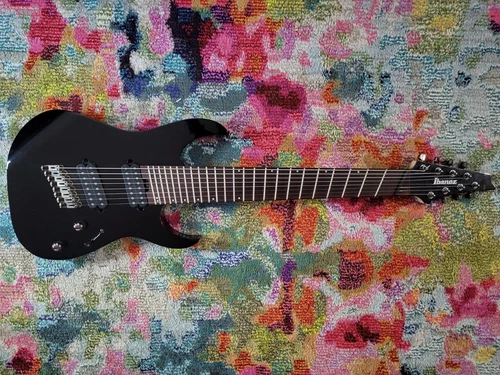 Ibanez RGMS8 multi-scale 8-string electric guitar (gloss black)