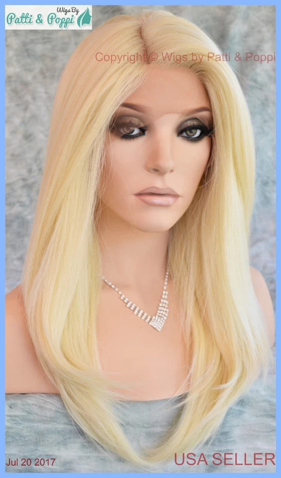 Swiss Lace Front Wig 4X4 Silk Top Hand tied Heat Safe Color 613 Long Thick 1228 - Image 3 of 4