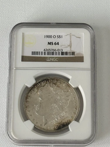 1900 O Morgan Silver Dollar NGC MS 64 Colorful Rainbow Obverse Gorgeous Toning !