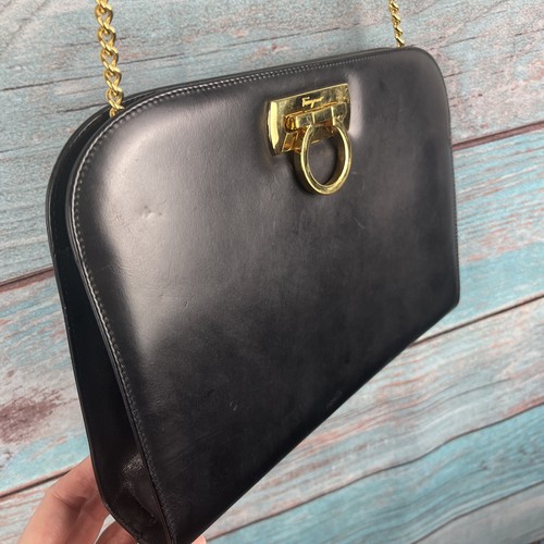 Salvatore Ferragamo Princess Diana Clutch Bag Black Leather Vintage & Dust Bag - Picture 14 of 18