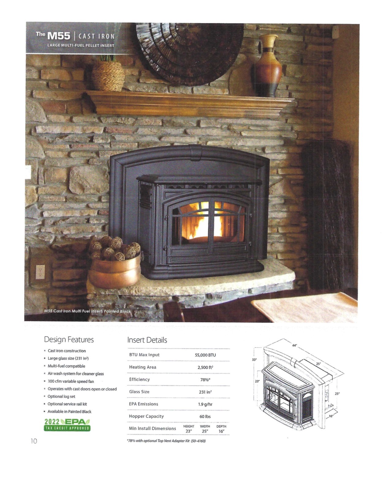 Pellet Stove - Enviro M55 - Cast Iron - excellent condition