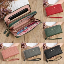 Women's Leather Clutch Wallet Credit Card Holder Long Purse Zipper Phone Handbag