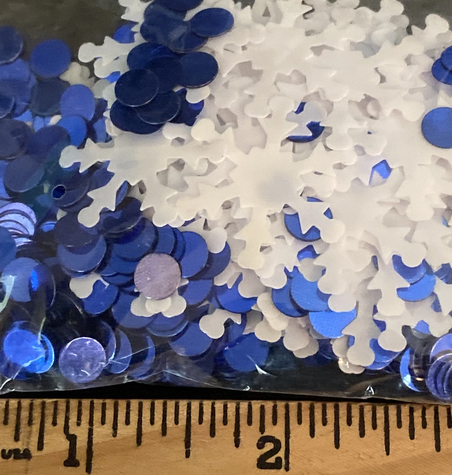 Lunares y copos de nieve - Confeti - Azul y blanco - 14 gramos - Fiesta de invierno 1630-101 Foto 4 de 4