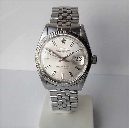 ♛ Rolex 1601 Oyster Perpetual Datejust, White gold & stainless steel BOX Papers - Afbeelding 1 van 8