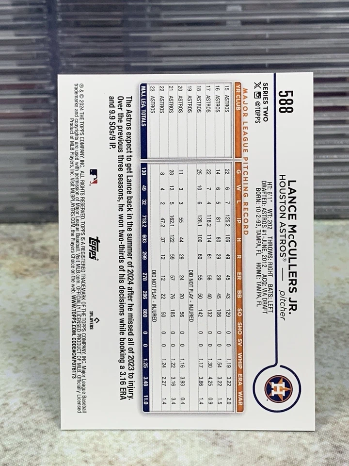 2024 Topps #588 Lance McMullers Jr Black Silver Foil Houston Astros - Image 2 of 2