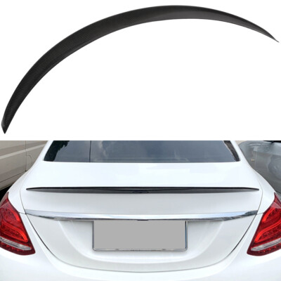 For 2015-2021 Mercedes C-Class Sedan Glossy Carbon Fiber Black Trunk Spoiler Lip