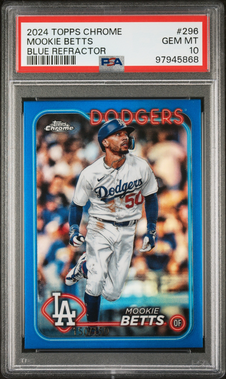 Mookie Betts 2024 Topps Chrome #296 Blue Refractor /150 Price 