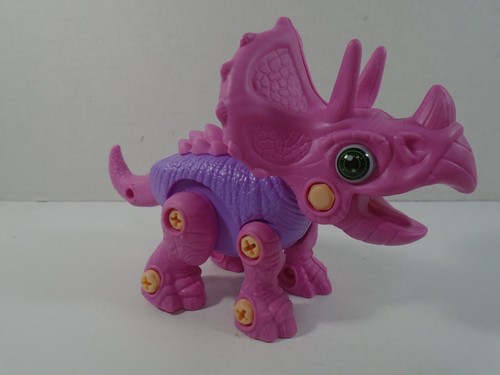 DINOSAUR PLANET--TAKE APART PINK TRICERATOPS TOY STEM FIGURE (LOOK) - Picture 2 of 5