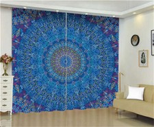 Blue Eyes Round Disperse Bohemia Printing 3D Blockout Curtains Fabric Window