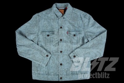 FW17 SUPREME LEVI'S SNAKESKIN TRUCKER JACKET LIGHT BLUE DENIM