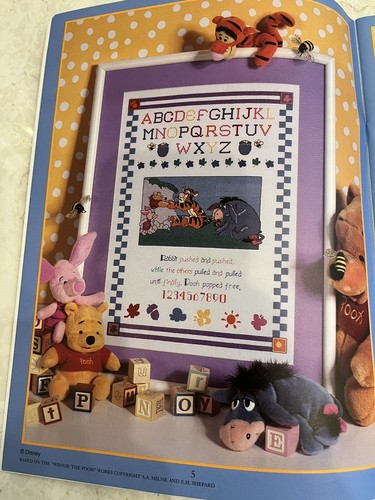 NEW VINTAGE LEISURE ARTS "P" IS FOR POOH FRIENDS DISNEY CROSS STITCH PATTERNS - Picture 4 of 6