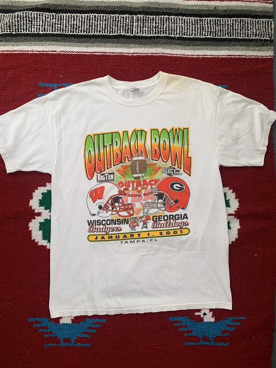 Vtg 2005 NCAA Outback Bowl Georgia Bulldogs Vs Wisconsin Badgers Mens XL  T-Shirt