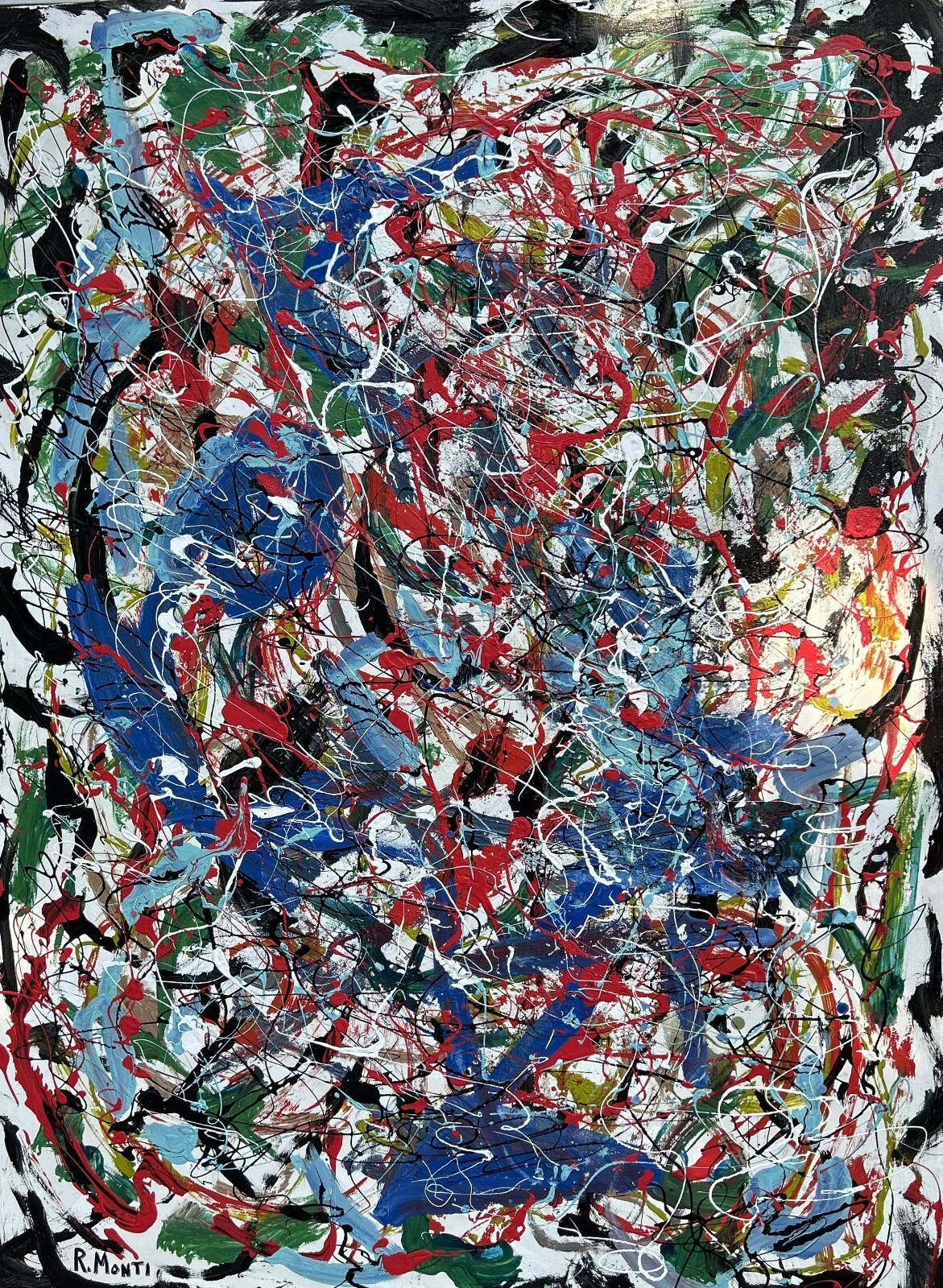Rocco Monticolo, R Monti, [1931-2022] ABSTRACT DRIP ART, Oil painting ...