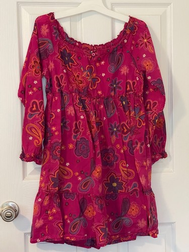 Land's End Long Sleeve Floral Ruffle Girl's Round Neckline Dress Size 10 - Picture 2 of 6