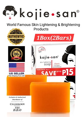 #1 Original Kojie San Skin Lightening Kojic Acid Soap 1 Box 65g x 2 Bars