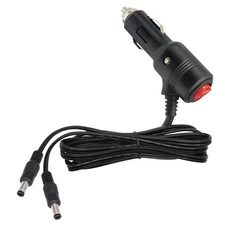 12V/24V Car Cigarette Lighter Power Supply Cable Dual DC 5.5mm x 2.1mm Male t...