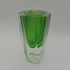 vintage green Murano Faceted Sommerso Art Glass Vase