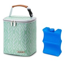 Breast Milk Cooler Bag with Ice Pack Fits 4 Baby Bottles up to 9 Ounce Green