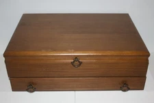Wood 2 Tier Tarnish Proof Silverware Flatware Storage Chest
