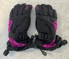 HEAD Girls Large Black Pink Softshell Gloves Junior Kids 10-14 Skiing Snowboard