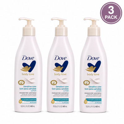 Dove Body Love Sensitive Care Body Lotion Fragrance Free Ceramide Serum 3 Pack