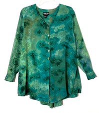 Yvonne Sachs Slik Watercolor Lagenlook Tunic Blouse Womens Small Multicolor