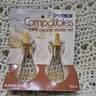 Pyrex Compatibles 103-4 Butterfly Gold Salt & Pepper Shakers Vintage NOS