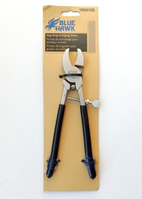 Blue Hawk Hog Ring Pliers 9.35'' Gray/Steel Rubber Grips For Chain Link 05641565