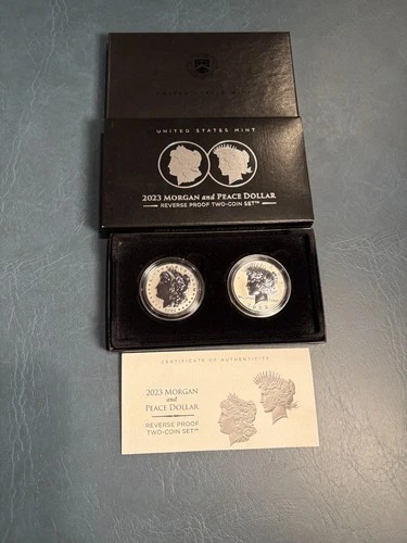 2023-S Morgan and Peace Dollar Reverse Proof Two-Coin Set OGP COA