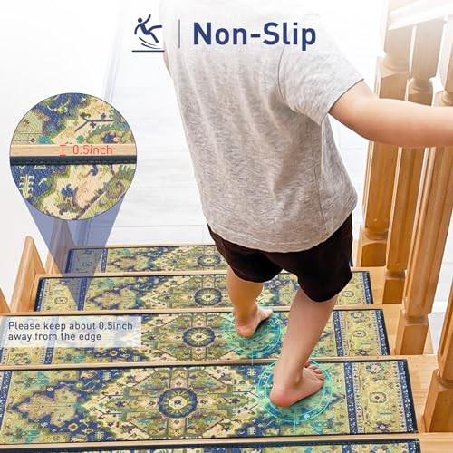 Stair Treads for Wooden Steps Indoor Pack 8" X 30" Non 30inch X 8inch 15 Blue - Imagen 4 de 7
