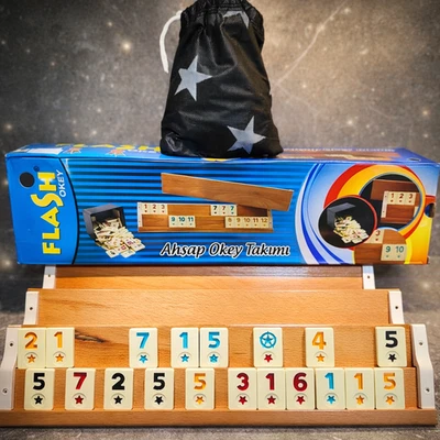 Premium Okey  Ockey / Rummy Spiel aus Buchenholz Holz – NEU  OVP– bis 4 Spieler - Bild 1 von 4
