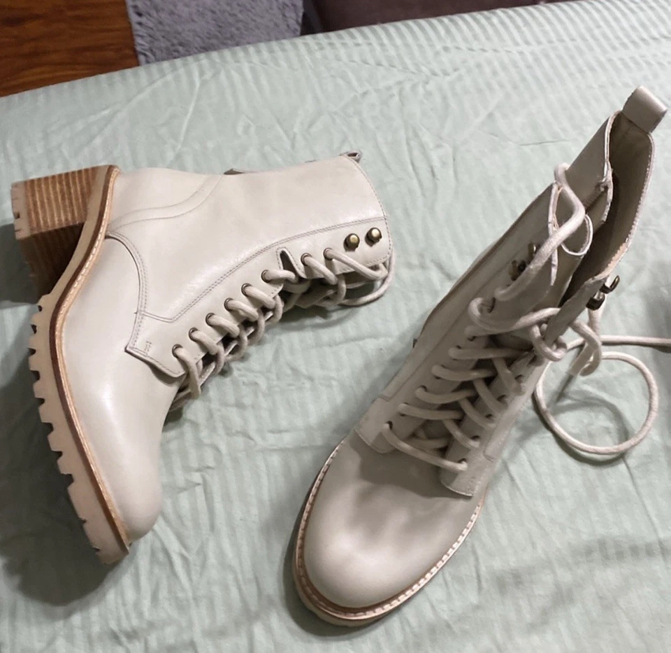 Botas Seychelles Irresistibles de Cuero Nobuck de Combate con Cordones Talla 6 Beige Claro Nuevas Foto 2 de 4