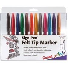 Pentel S52012 Sign Pen Fine Point Color Marker, Bullet Office Product
