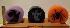 3 Lillian Vernon NIB Halloween Candles Witch Ghost And Spider Trick Or Treat 3"