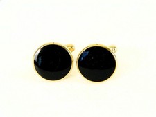 Vintage Gold Black Stone Round Cufflink Set