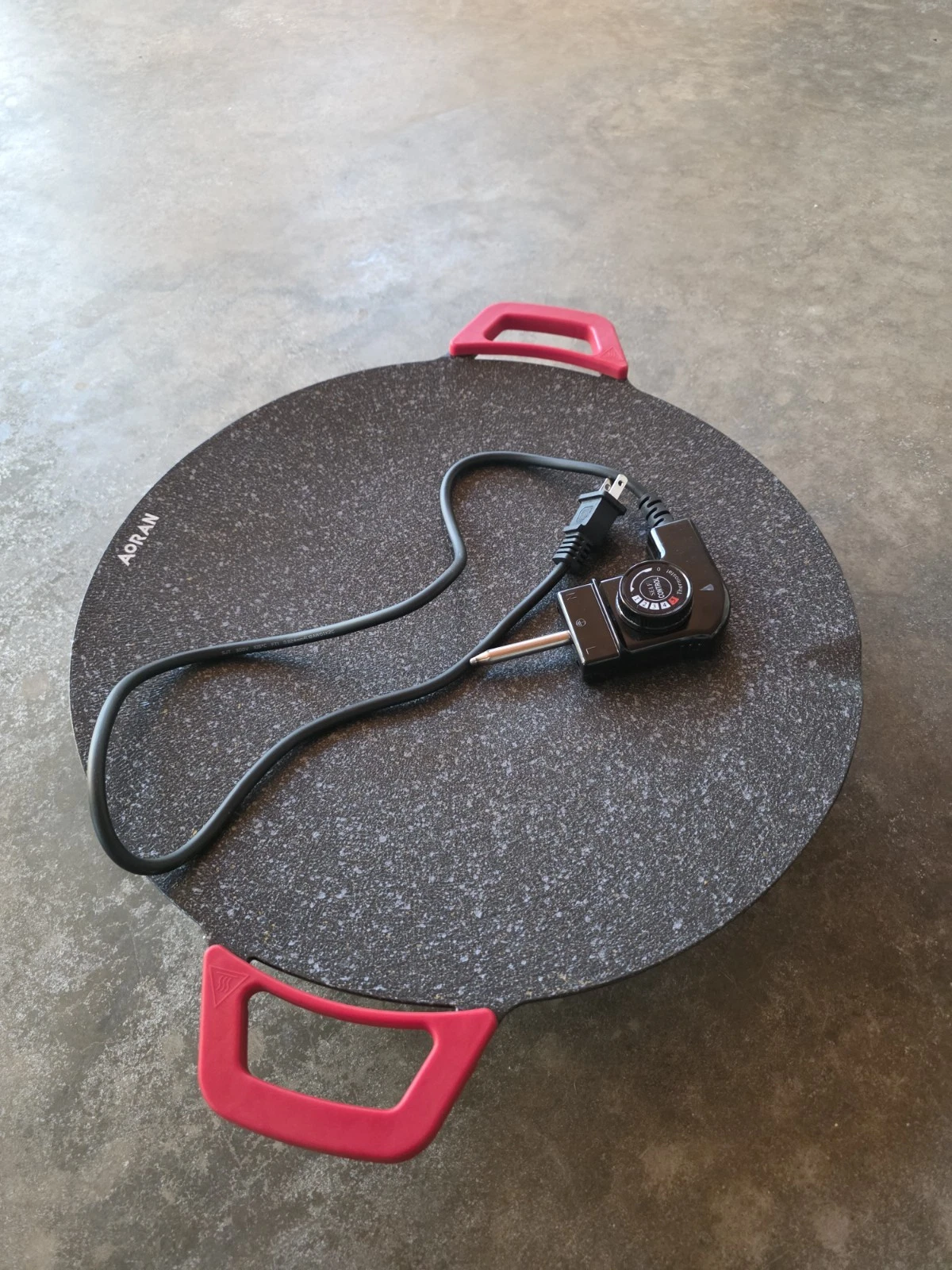 Aoran Electric Grill & Griddle Pan Non-Stick Adjustable Temperature Black & Red