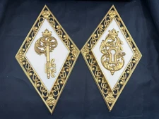 VTG 1960s MCM Ornate Syroco Inc Wall Decor - 4 Pc set Diamond Shape # 4271