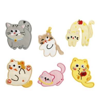 6 Pcs Kitten Sewing Patches Cats Embroidered Patches Iron On/Sew on Patches
