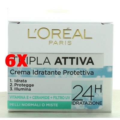6 x L'oreal Triple Active Feuchtigkeitscreme Schutz Tag normale Mischhaut