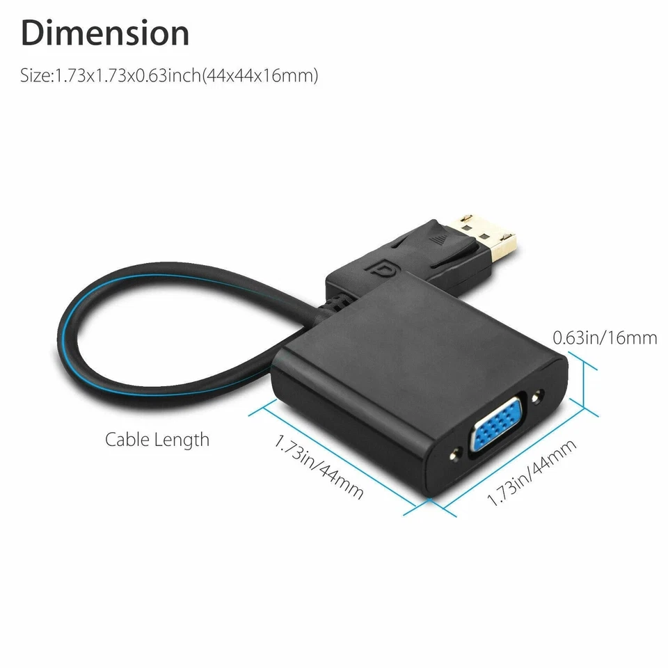 Lot 1-100 Displayport DP Male To VGA Female Adapter Display Port Cable Converter - Image 2 of 4