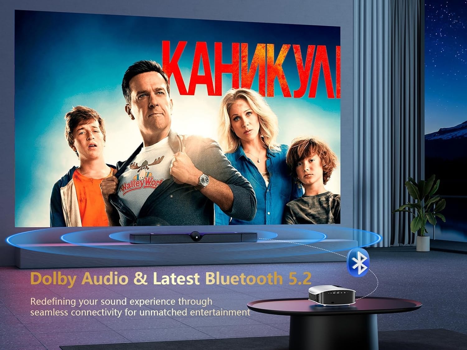 Smart 4K Projector with 5G WIFI and Bluetooth, Netflix/Amazn Prime Video Cert...