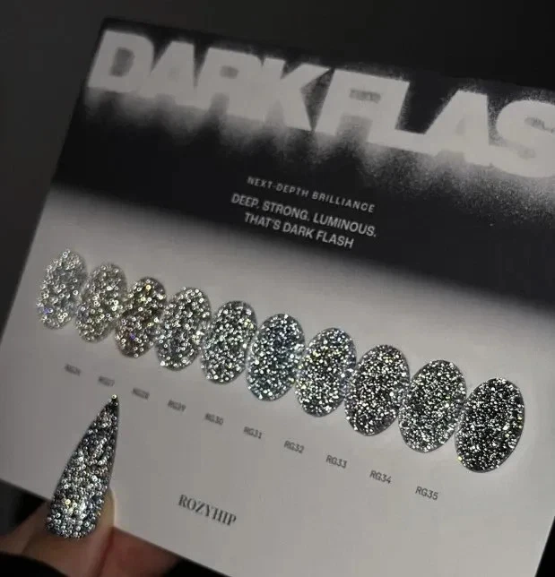 ROZYHIP Dark Flash Reflective Glitter Gel Nail Polish 10 Colors Set K-Beauty NEW