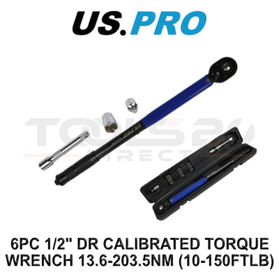 US PRO Tools 6 Stck. 1/2 Zoll Dr kalibrierter Drehmomentschlüssel 13,6-203,5 Nm 10-150 Fuß-Pfund 6845