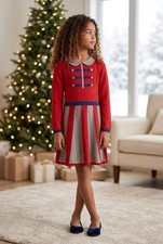 Girls MINI BODEN 4 5 Soft red All Knit CHRISTMAS Holiday Skater Dress NUTCRACKER