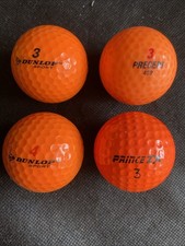Golf Balls Used  x 4 : Orange High Visibility. Dunlop, Precept  432 & PrinceZX