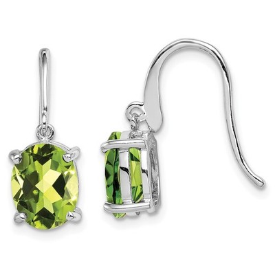 Sterling Silber rhodiniert Ovalschliff Peridot Ohrhänger Ohrhänger 1,01 gm