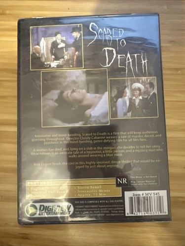 Scared to Death Dvd. Bella Lugosi and Molly Lamont. Unrated Brand New - Picture 2 of 2